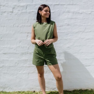 Flat Front Shorts - Olive
