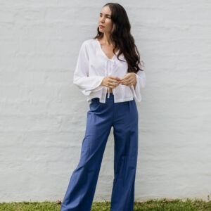 Wide Leg Pants - Cobalt