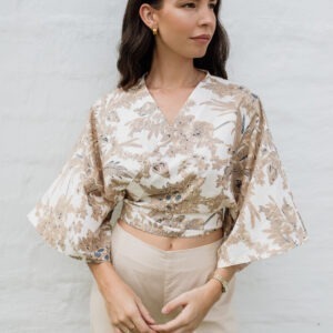 Kimono Blouse - White Raffia