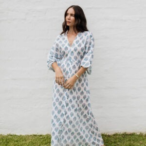 Kimono Dress - Azure Crest