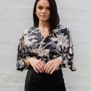 Kimono Blouse - Black Raffia