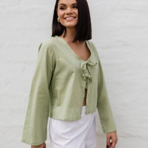 Tie front Blouse - Soft Sage